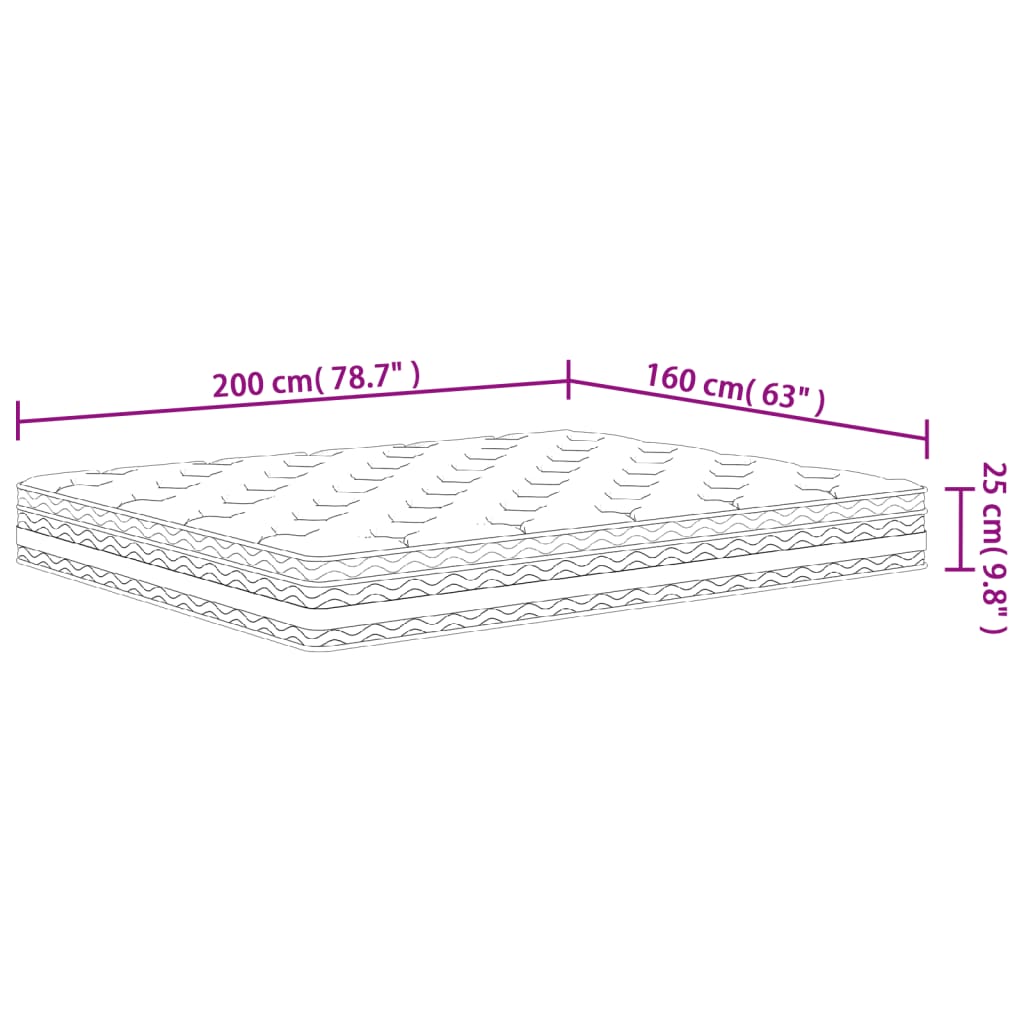 Pocketveringmatras Middelhard 160 x 200 cm