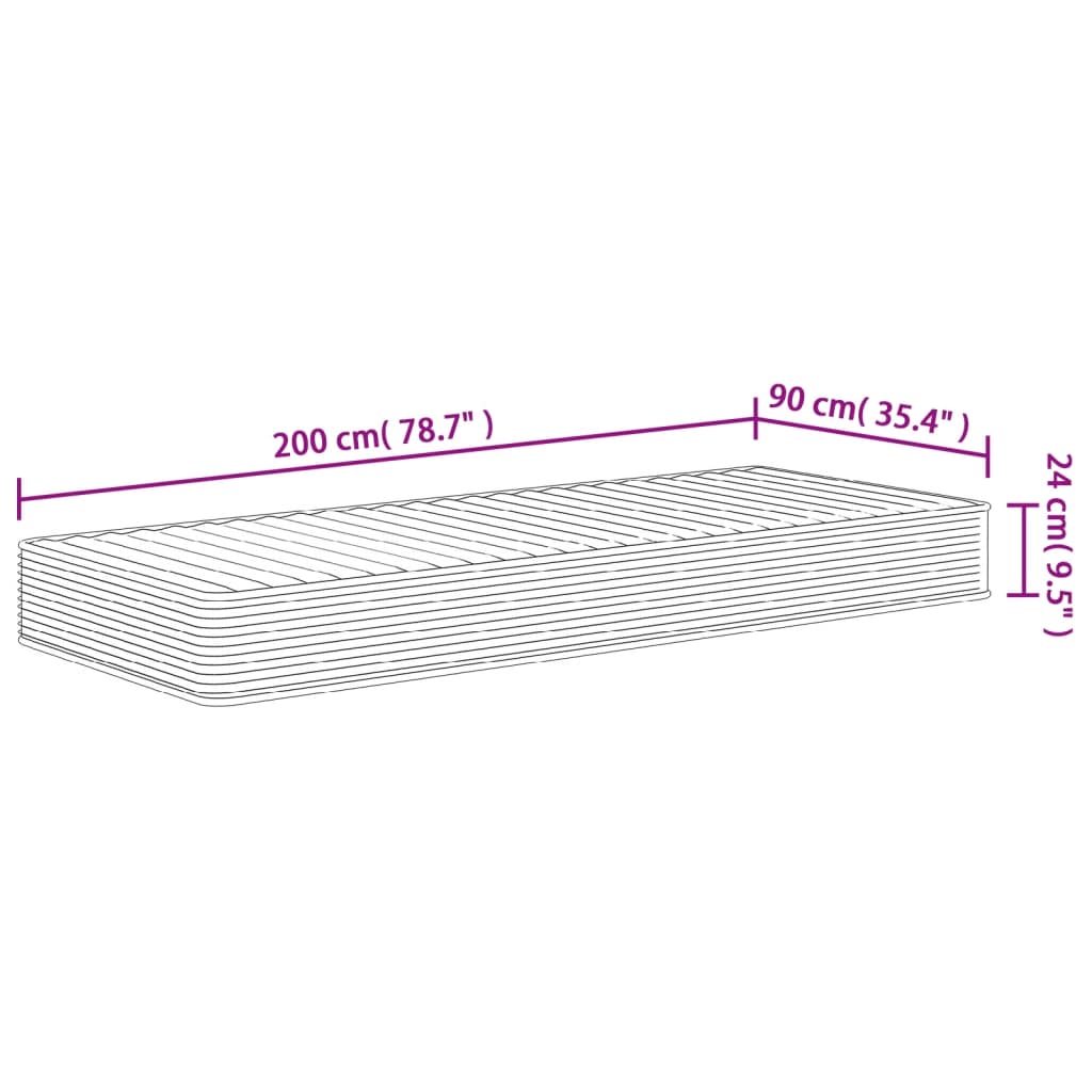 Schuimmatras Middelzacht 90 x 200 cm
