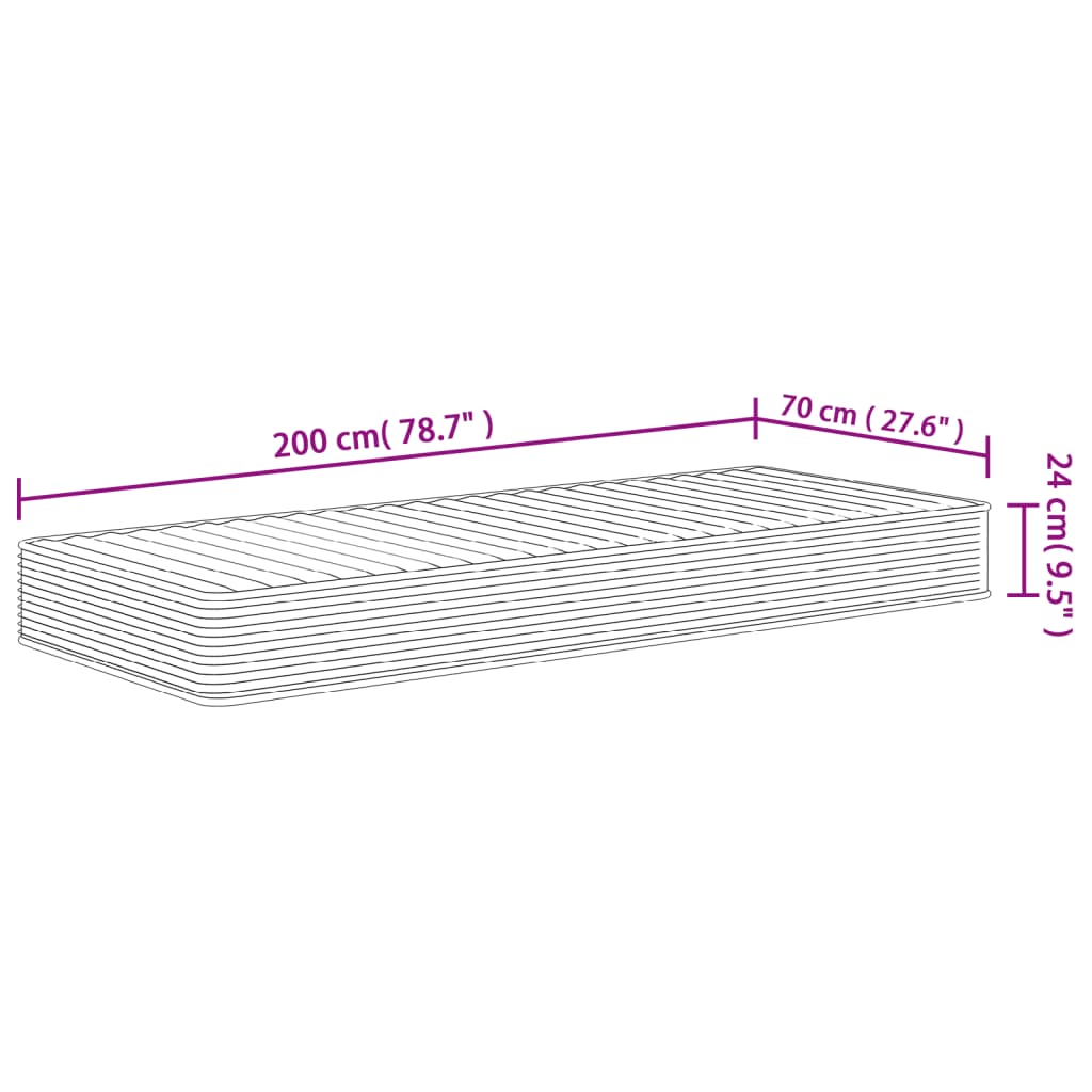 Schuimmatras middelzacht 70x200 cm