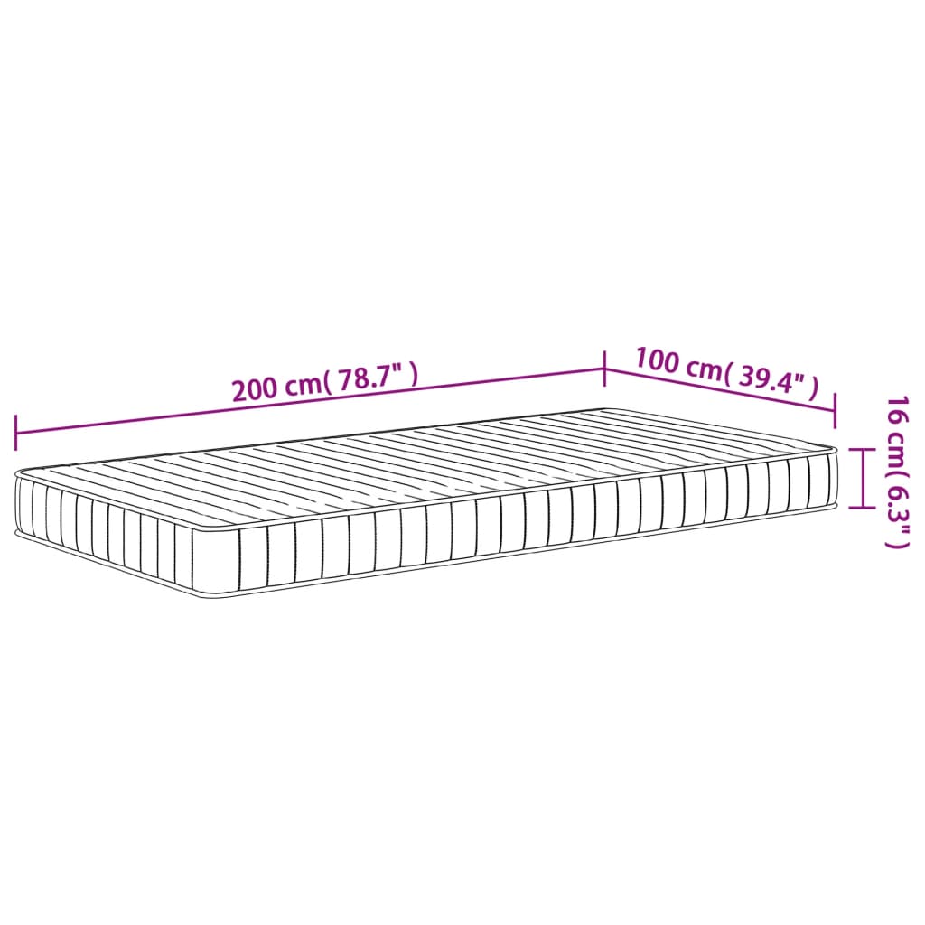 Schuimmatras Middelzacht 100 x 200 cm