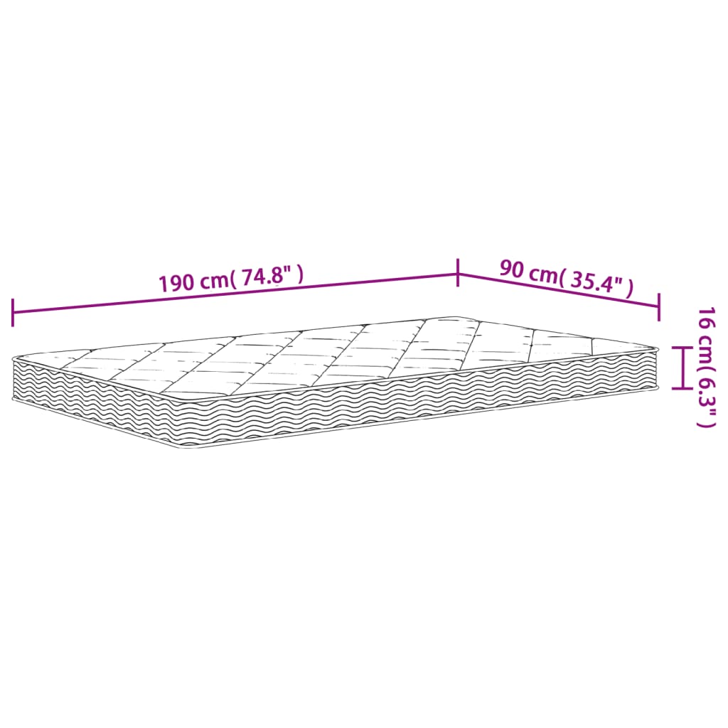 Schuimmatras Middelzacht Single Size 90 x 190 cm