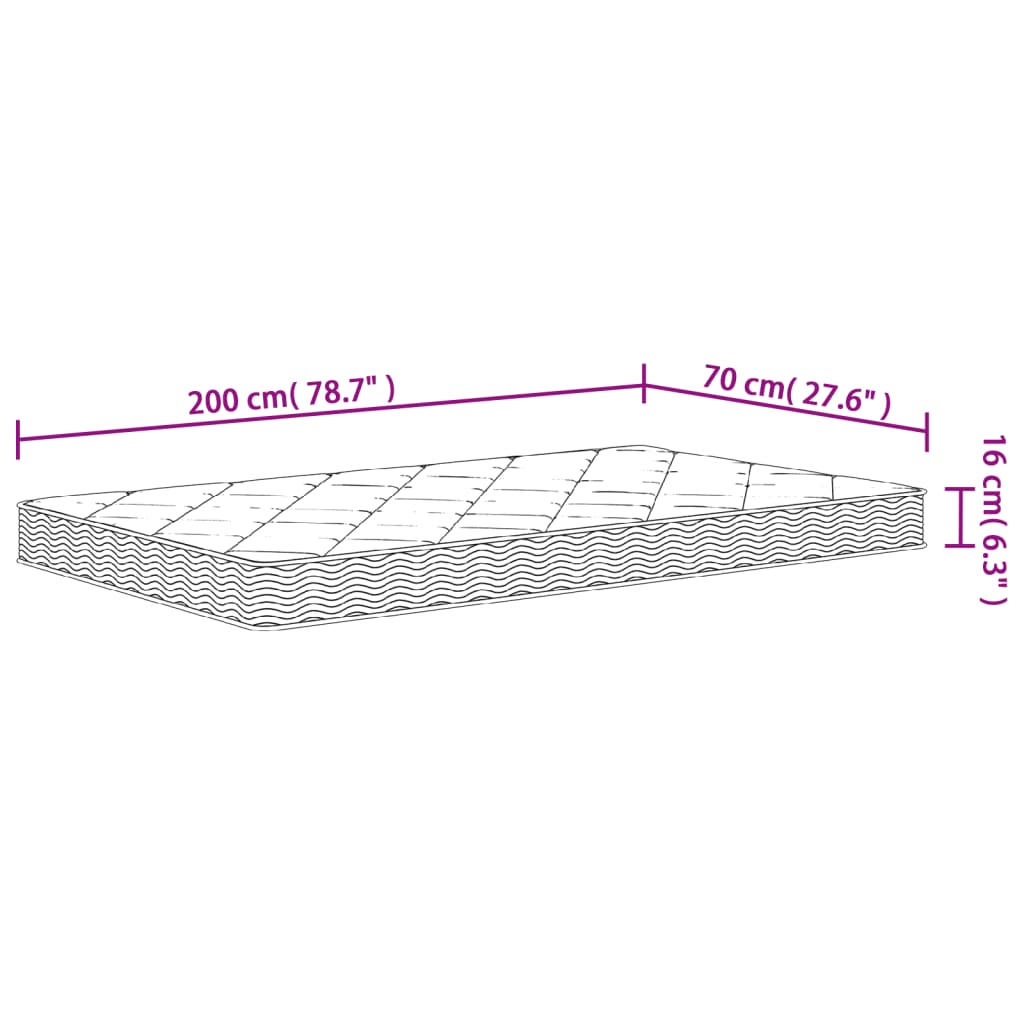 Schuimmatras Middelzacht 70 x 200 cm
