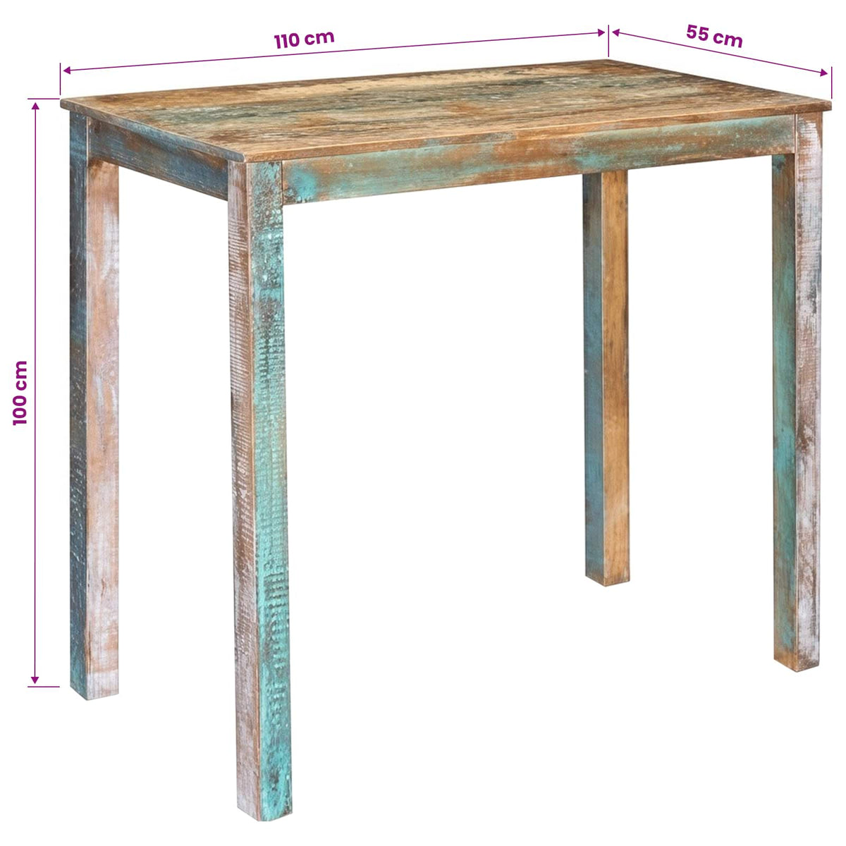 Bartafel 110 x 55 x 100 cm Massief gerecycled hout Meerkleurig