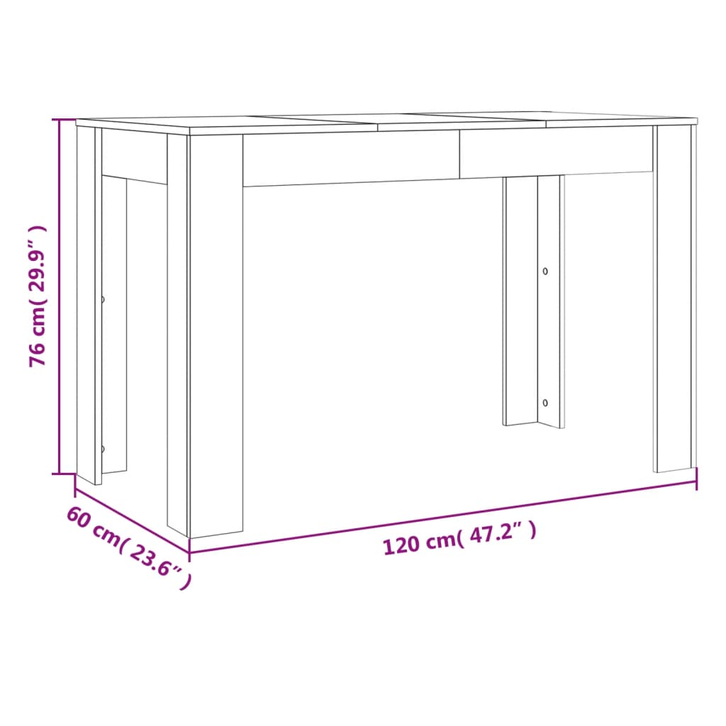 Eettafel 120x60x76 cm bewerkt hout gerookt eikenkleurig Gerookt eiken
