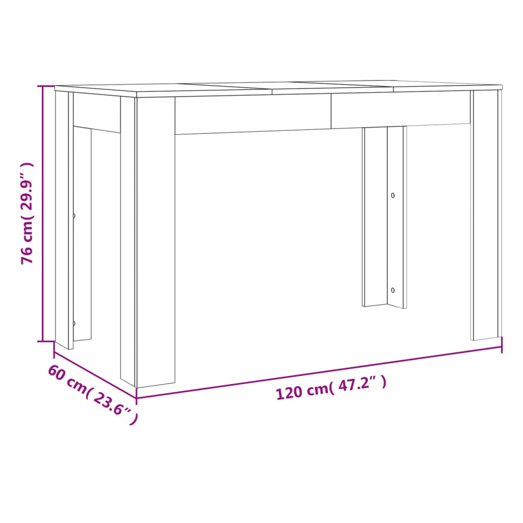 Eettafel 120x60x76 cm bewerkt hout bruineikenkleurig bruin eikenkleur