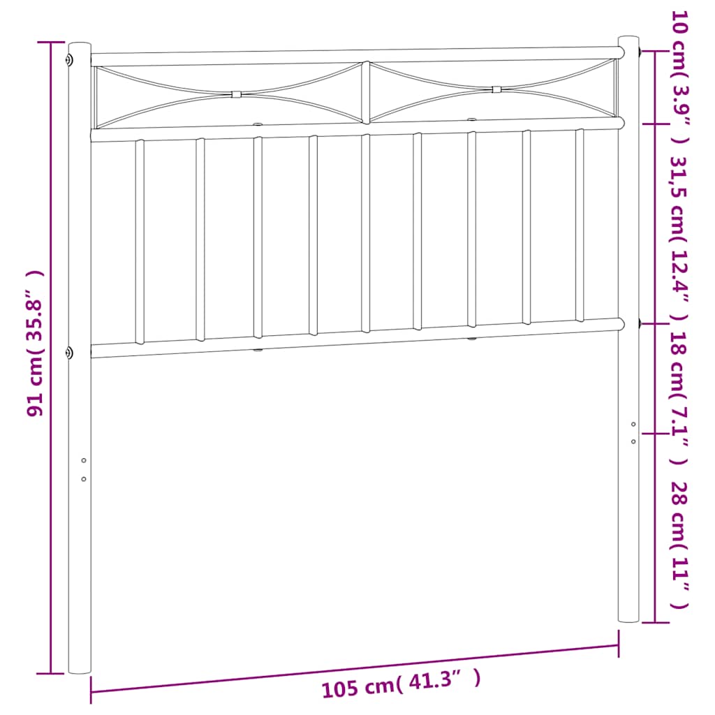 Vervangend hoofdbord 100 cm metaal wit