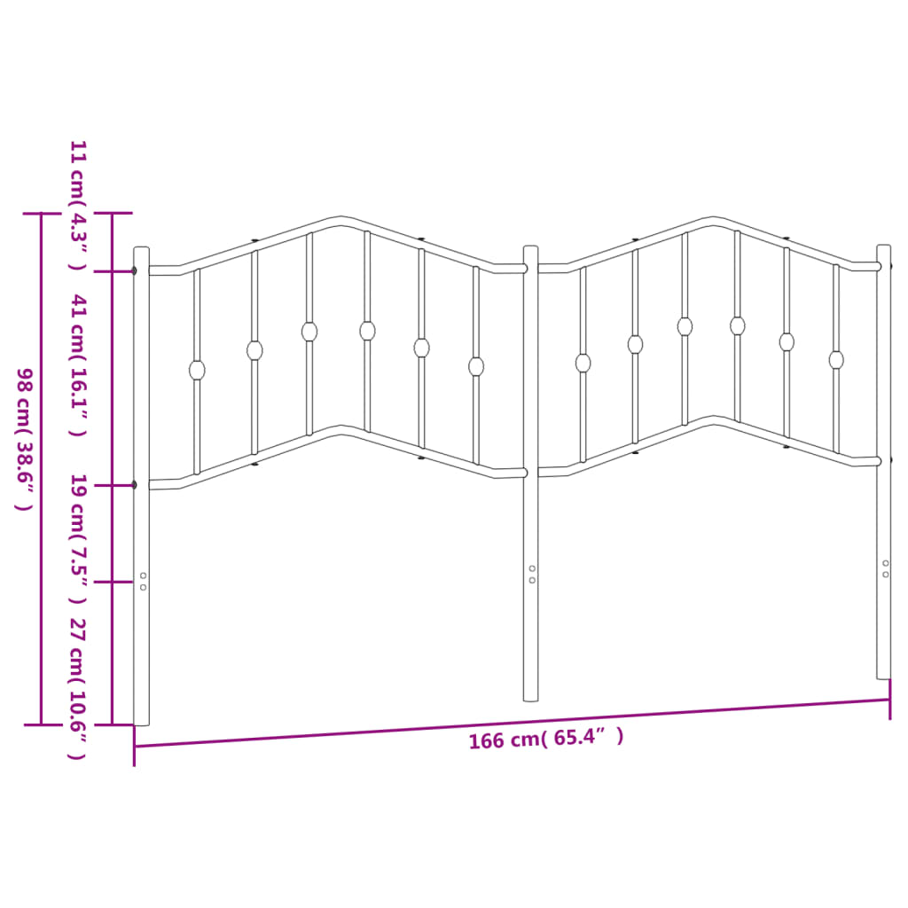 Hoofdbord Metaal 160 cm Wit