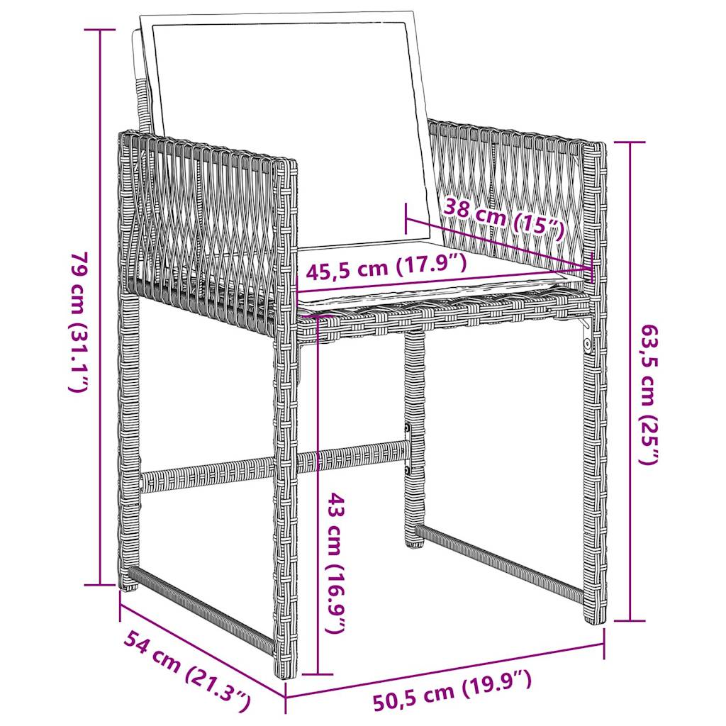Tuinstoelen 4 st met kussens poly rattan lichtgrijs