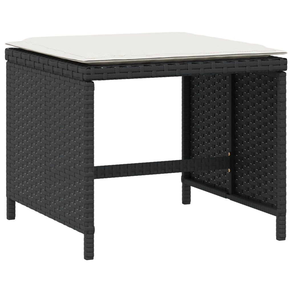 5-Delige Tuinset Met Kussens Poly Rattan Zwart