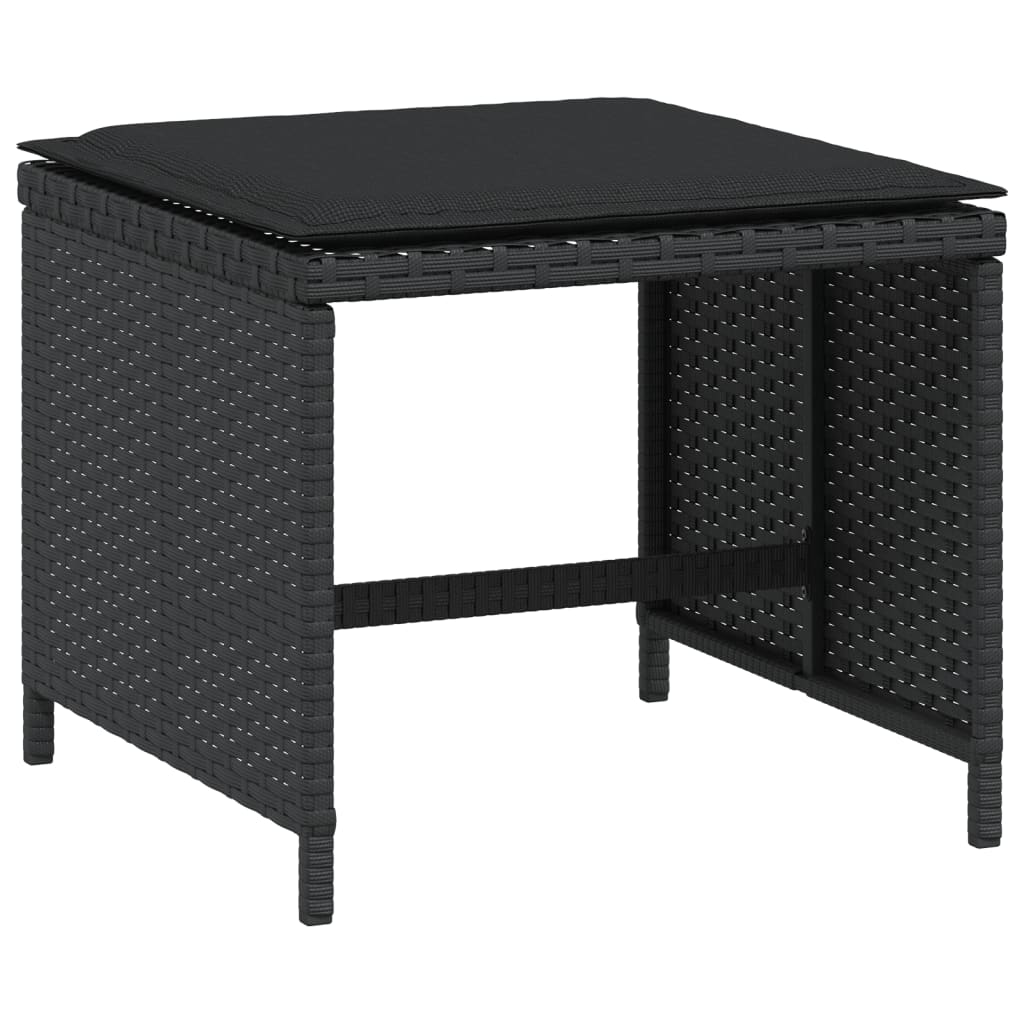 5-Delige Tuinset Met Kussens Poly Rattan Zwart