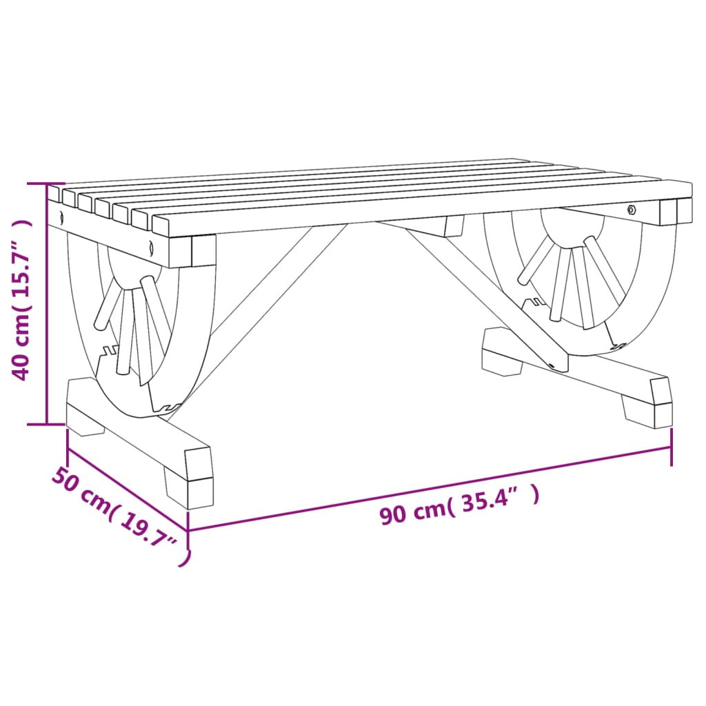 Tuintafel 90x50x40 cm massief vurenhout