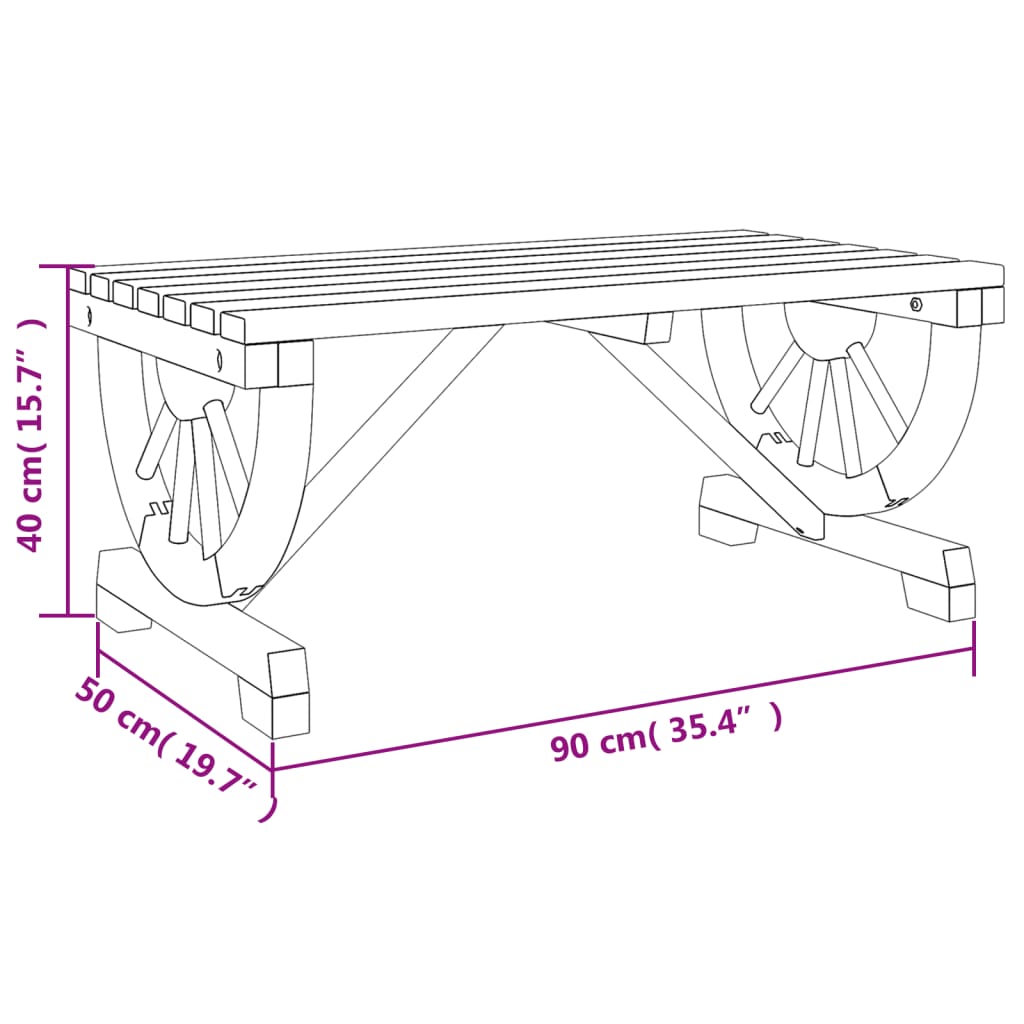 Tuintafel 90x50x40 cm massief vurenhout