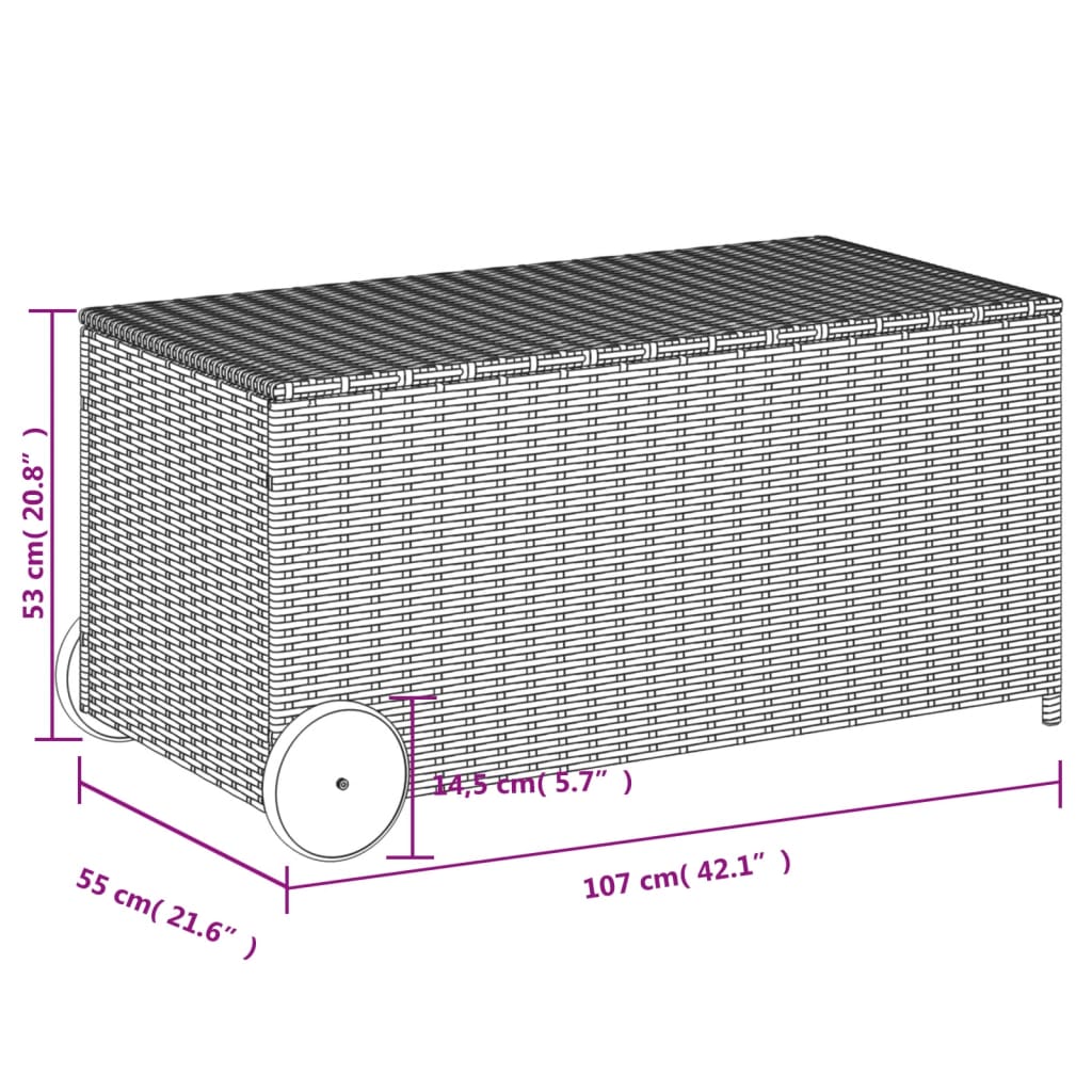 Tuinbox Met Wielen 190 L Poly Rattan Gemengd Beige