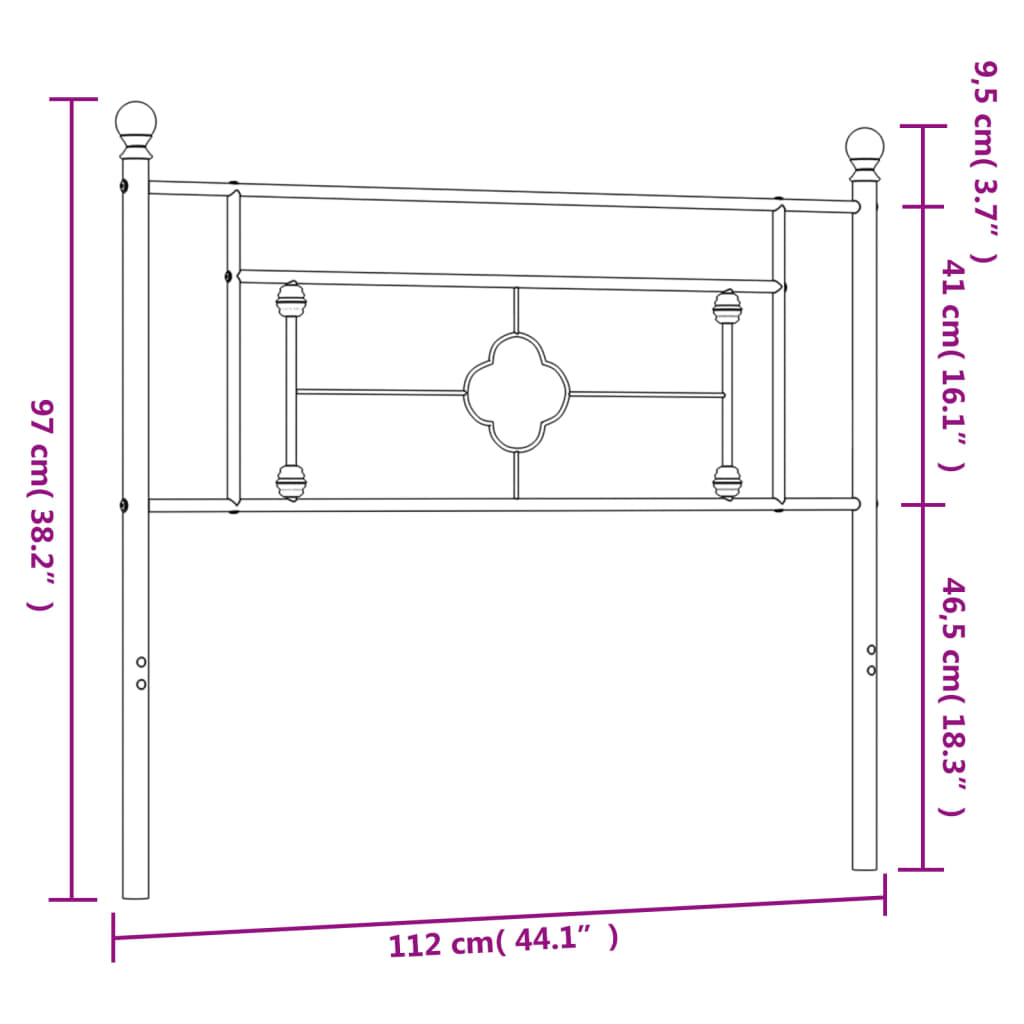 Hoofdbord Metaal 107 cm Wit