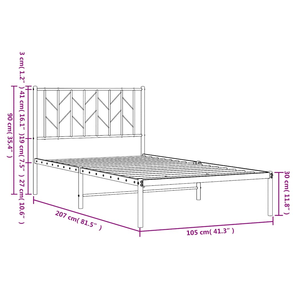 Bedframe Metaal 100 x 200 cm