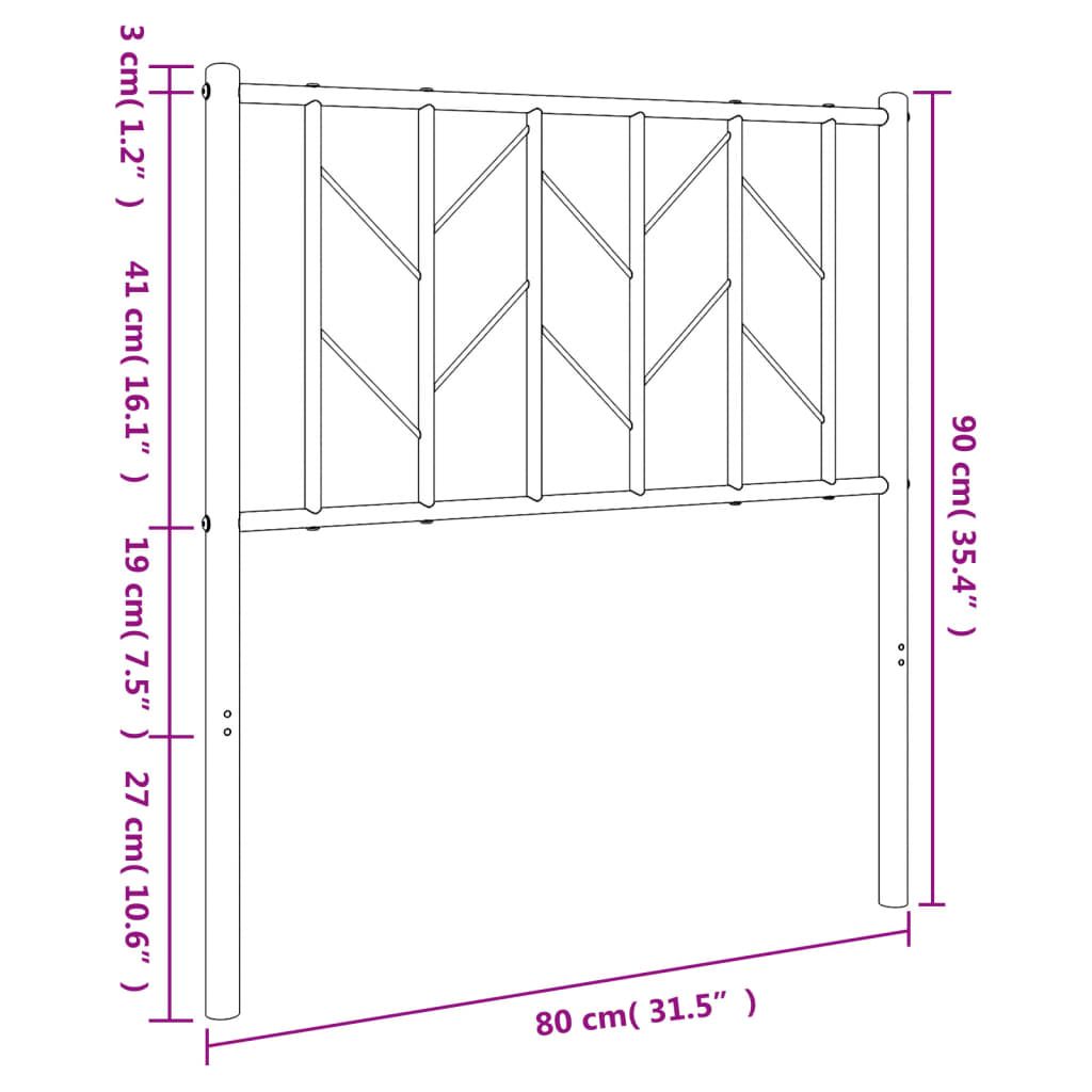 Hoofdbord Metaal 75 cm Wit