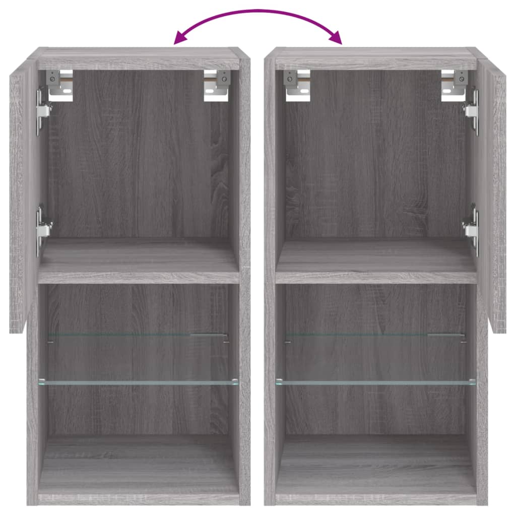 Tv-meubelen 2 st met LED-verlichting 30,5x30x60 cm grijs sonoma
