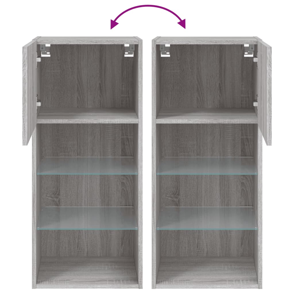 Tv-Meubels Met Led-Verlichting 40,5X30X80 Cm 2 40.5 x 30 x 90 cm Grijs sonoma