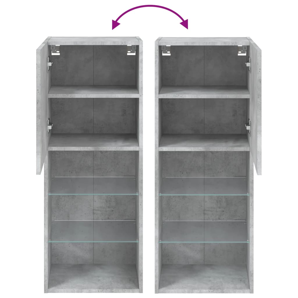 Tv-Meubel Met Led-Verlichting 40,5X30X02 Cm 1 40.5 x 30 x 102 cm Betongrijs