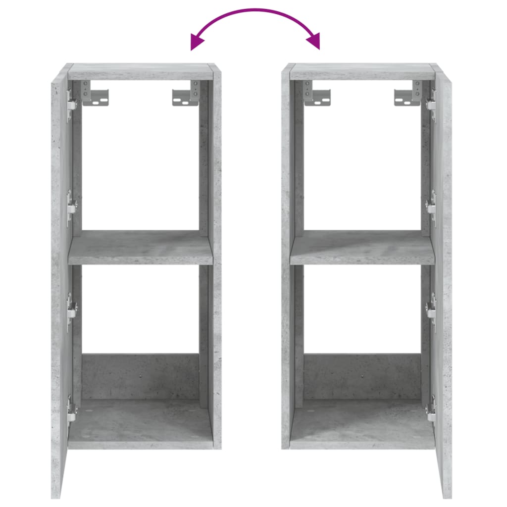 Tv-Wandmeubel Met Led-Verlichting 30,5X35X70 Cm Betongrijs
