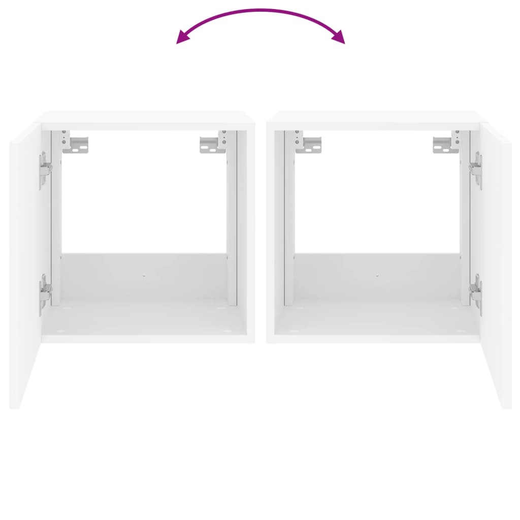 Tv-Wandmeubel Met Led-Verlichting 40,5X35X40 Cm Wit
