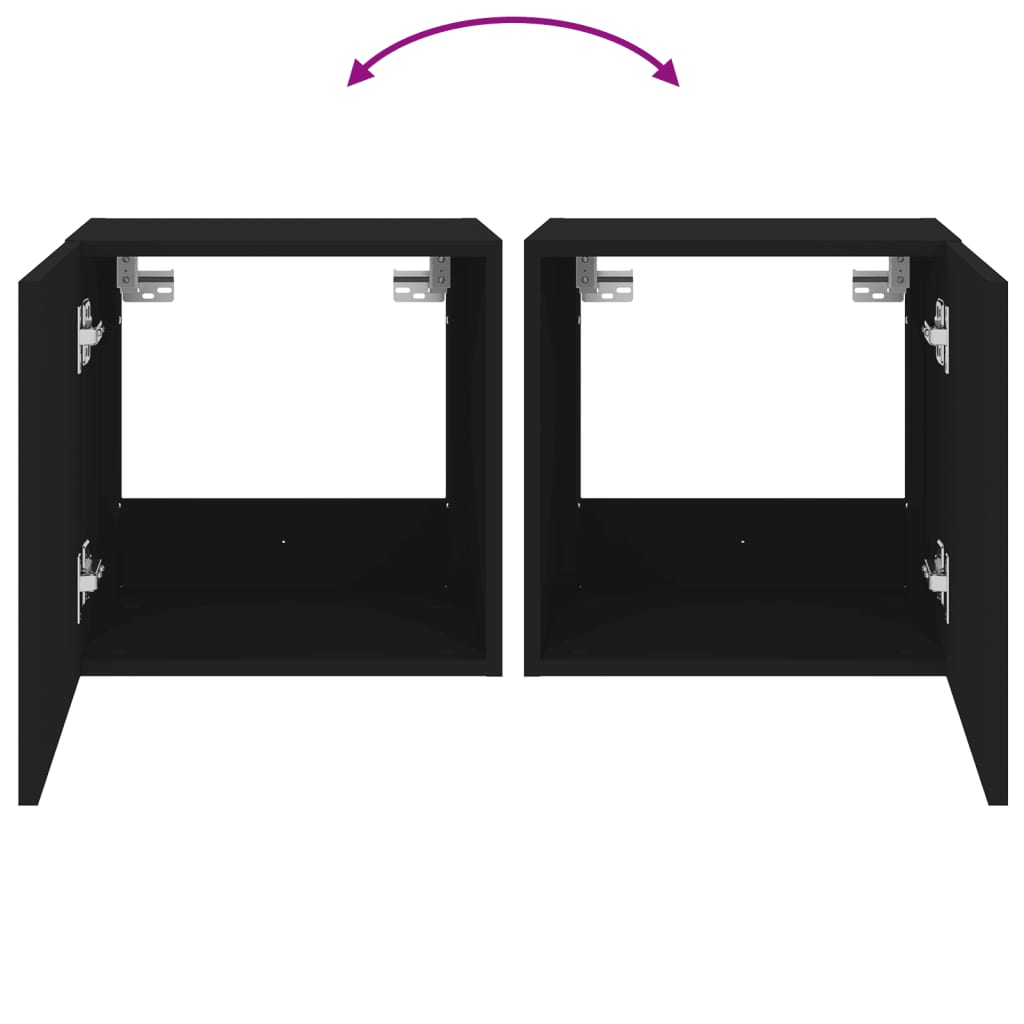 Tv-Wandmeubel Met Led-Verlichting 40,5X35X40 Cm Zwart