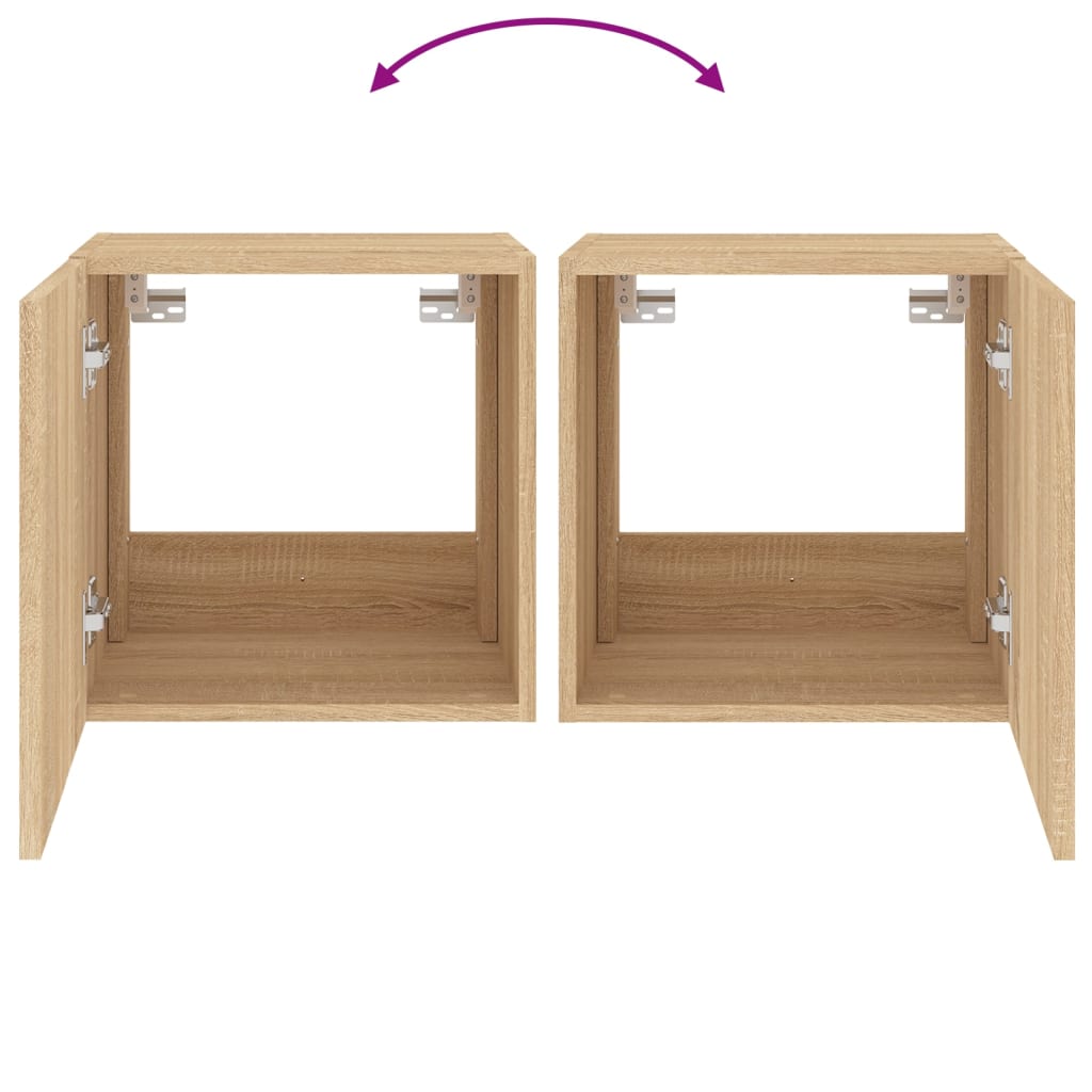 Tv-Wandmeubelen Met Led 2 St 40,5X35X40 Cm Sonoma Eikenkleurig