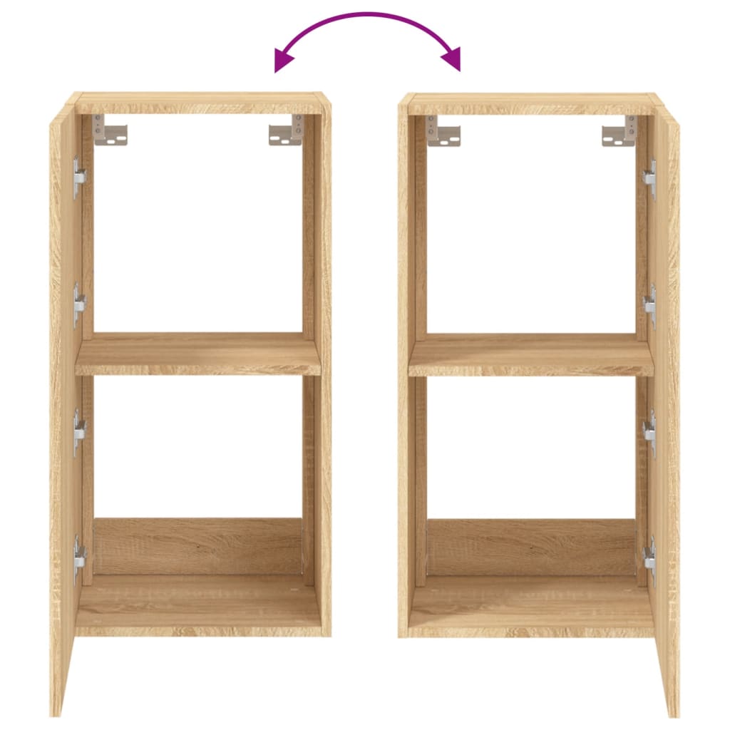 Tv-Wandmeubel Met Led-Verlichting 40,5X35X80 Cm Sonoma Eiken