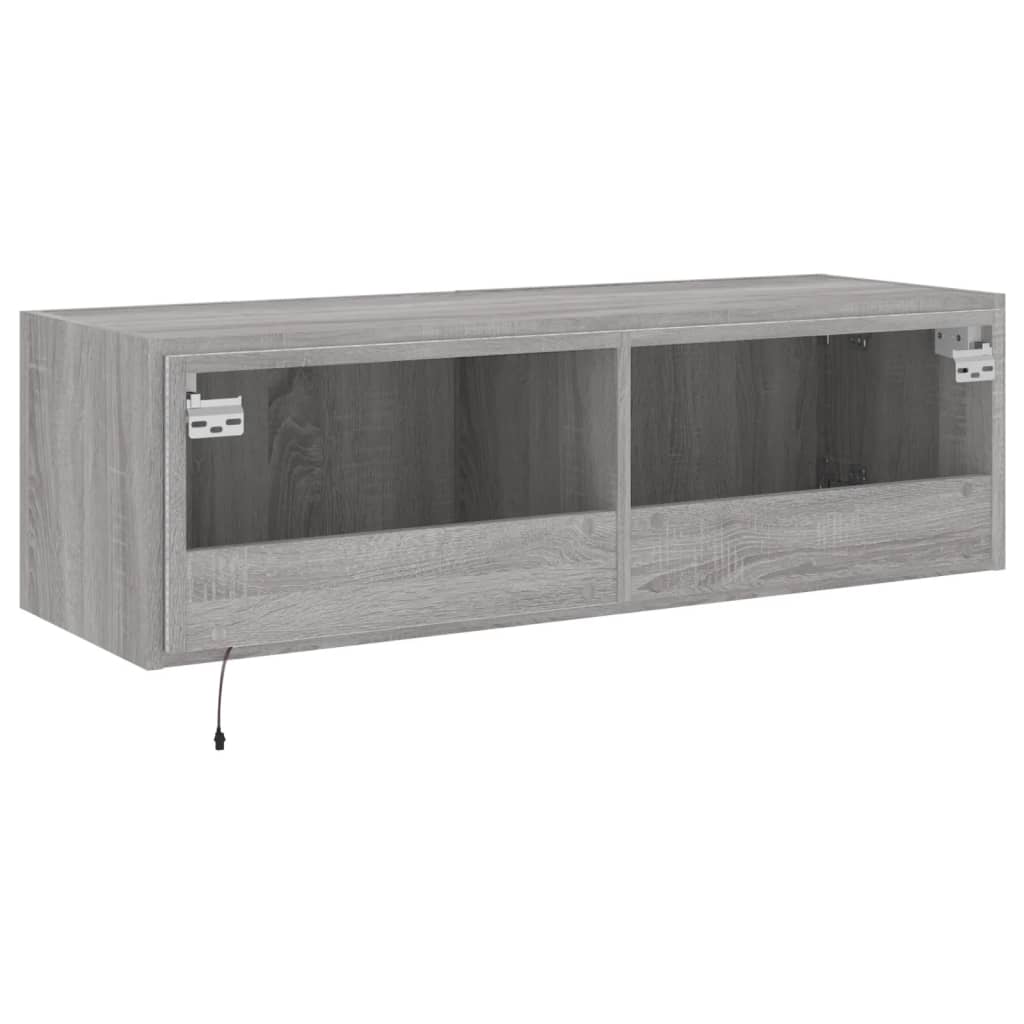 Tv-Wandmeubel Met Led-Verlichting 100X35X31 Cm Grijs Sonoma