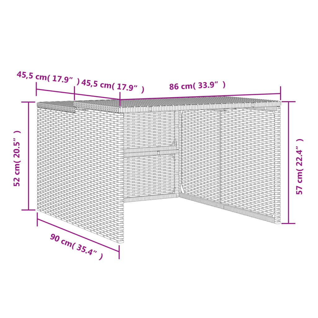 Garage Voor Robotmaaier 86X90X52/57 Cm Poly Rattan Zwart