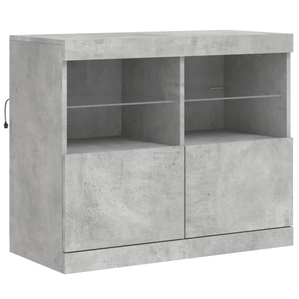 Dressoir Met Led-Verlichting 283X37X67 Cm Betongrijs