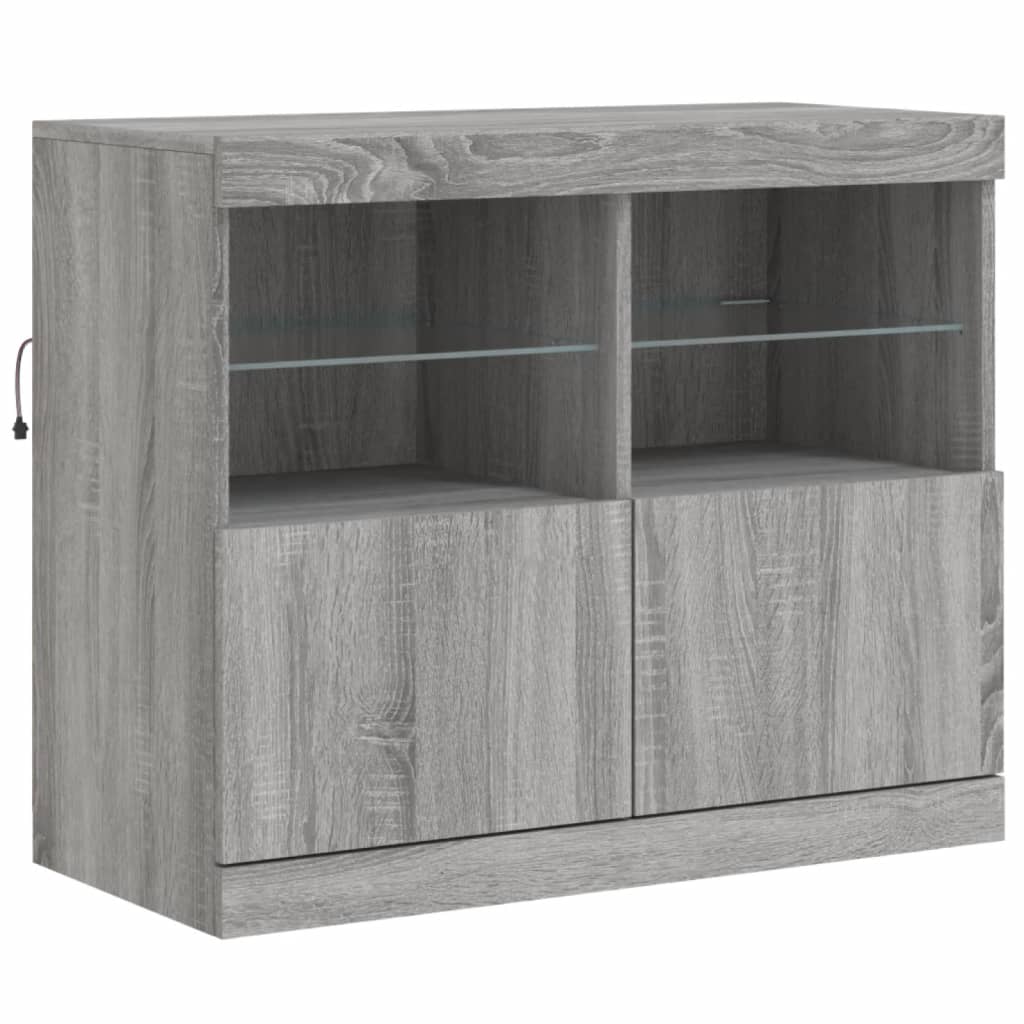 Dressoir Met Led-Verlichting 283X37X67 Cm Eiken Grijs sonoma