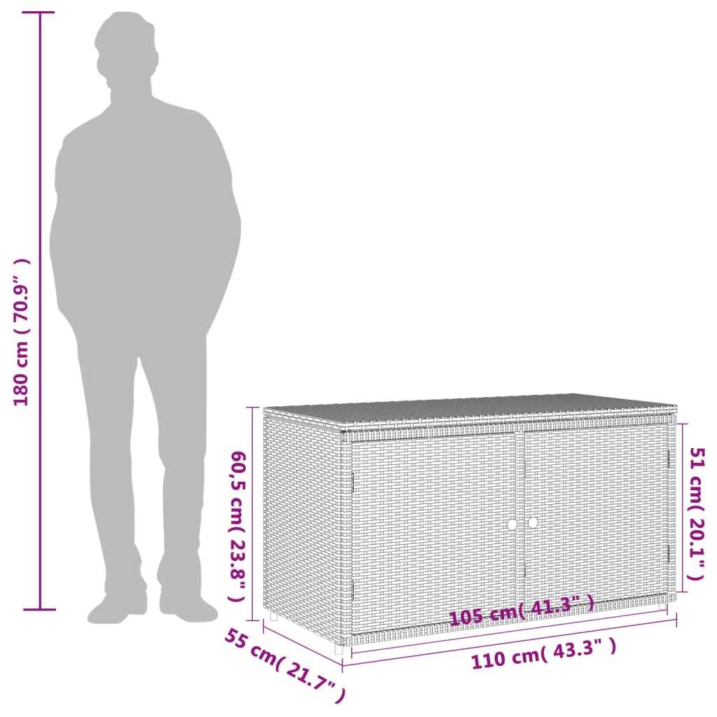 Tuinkast 110X55X60,5 Cm Poly Rattan Zwart