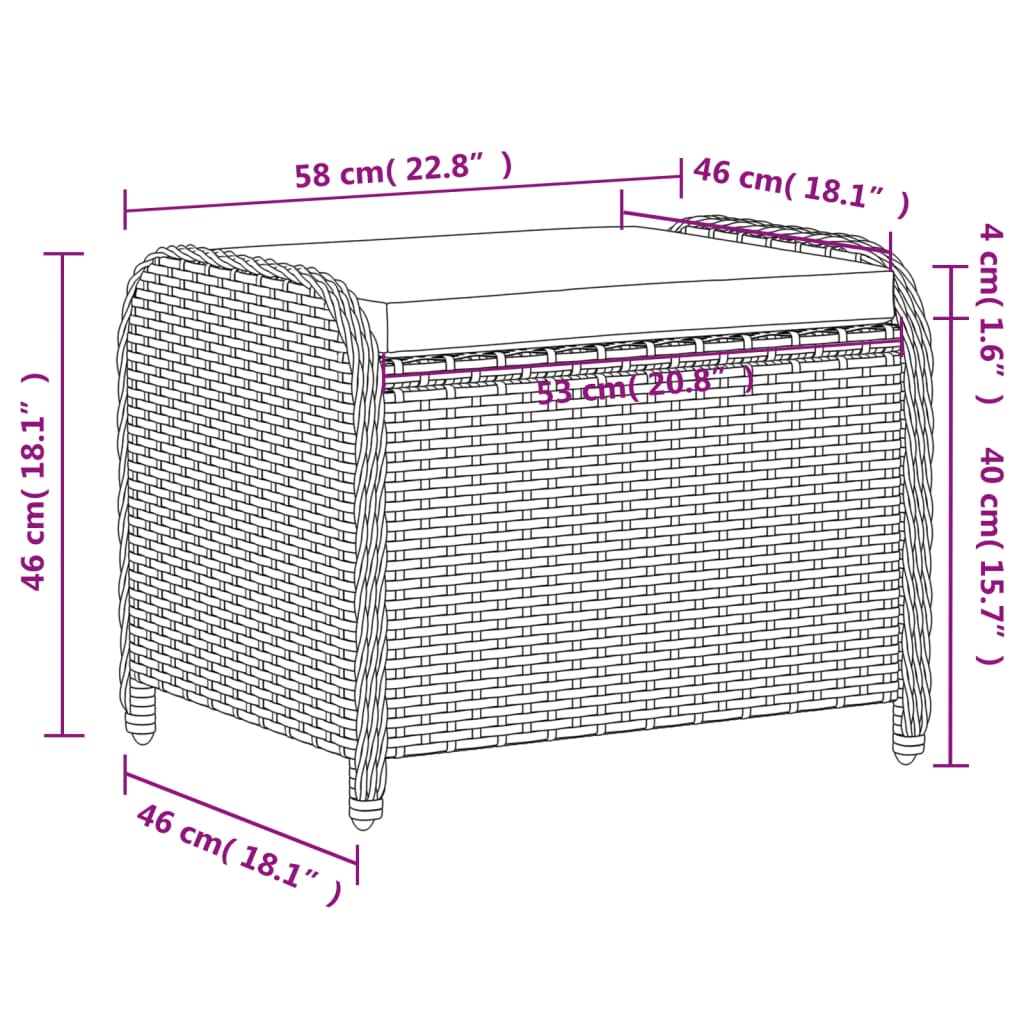 Tuinkruk Met Kussen 58X46X46 Cm Poly Rattan Grijs