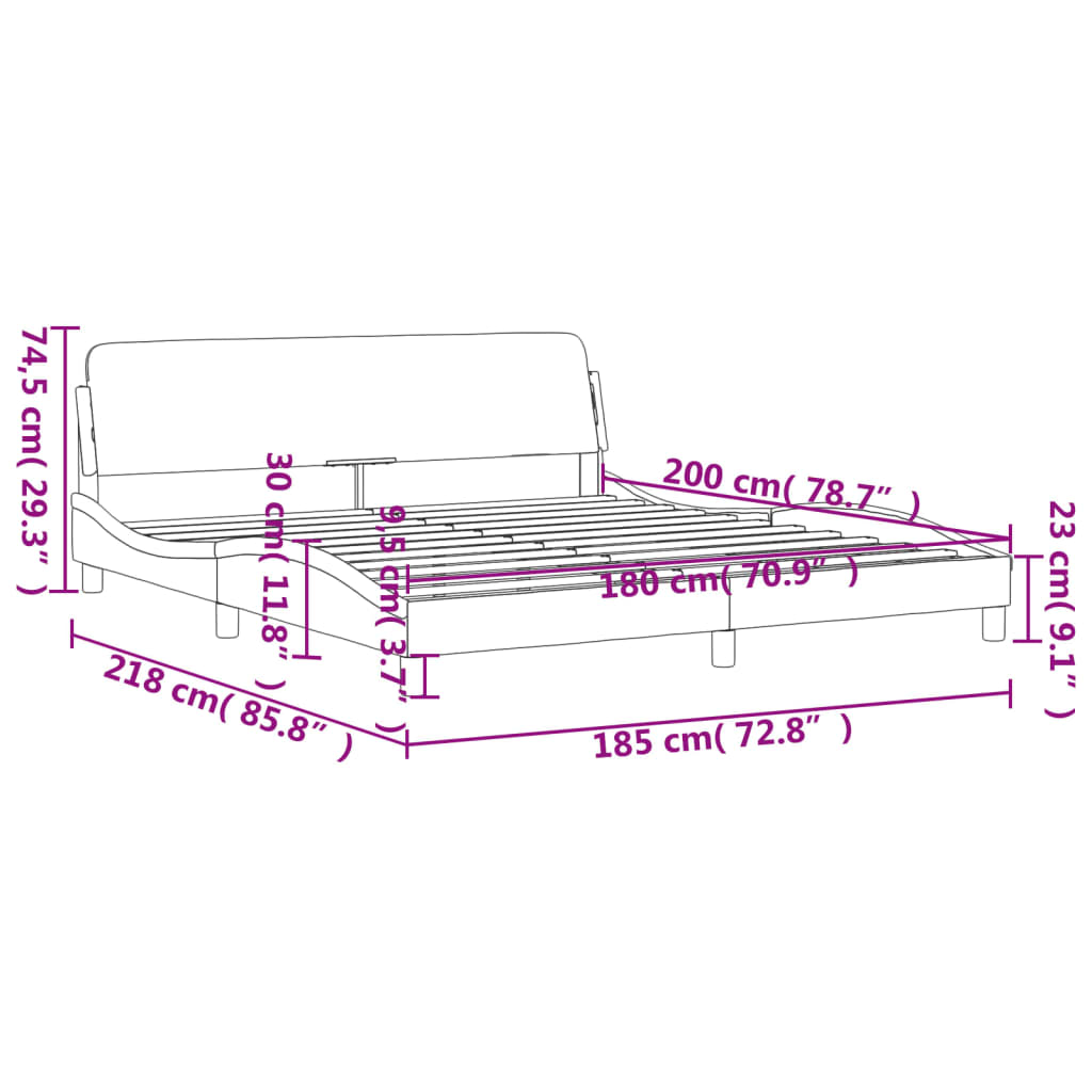 Bedframe Met Hoofdbord Stof Zwart 180X200 Cm