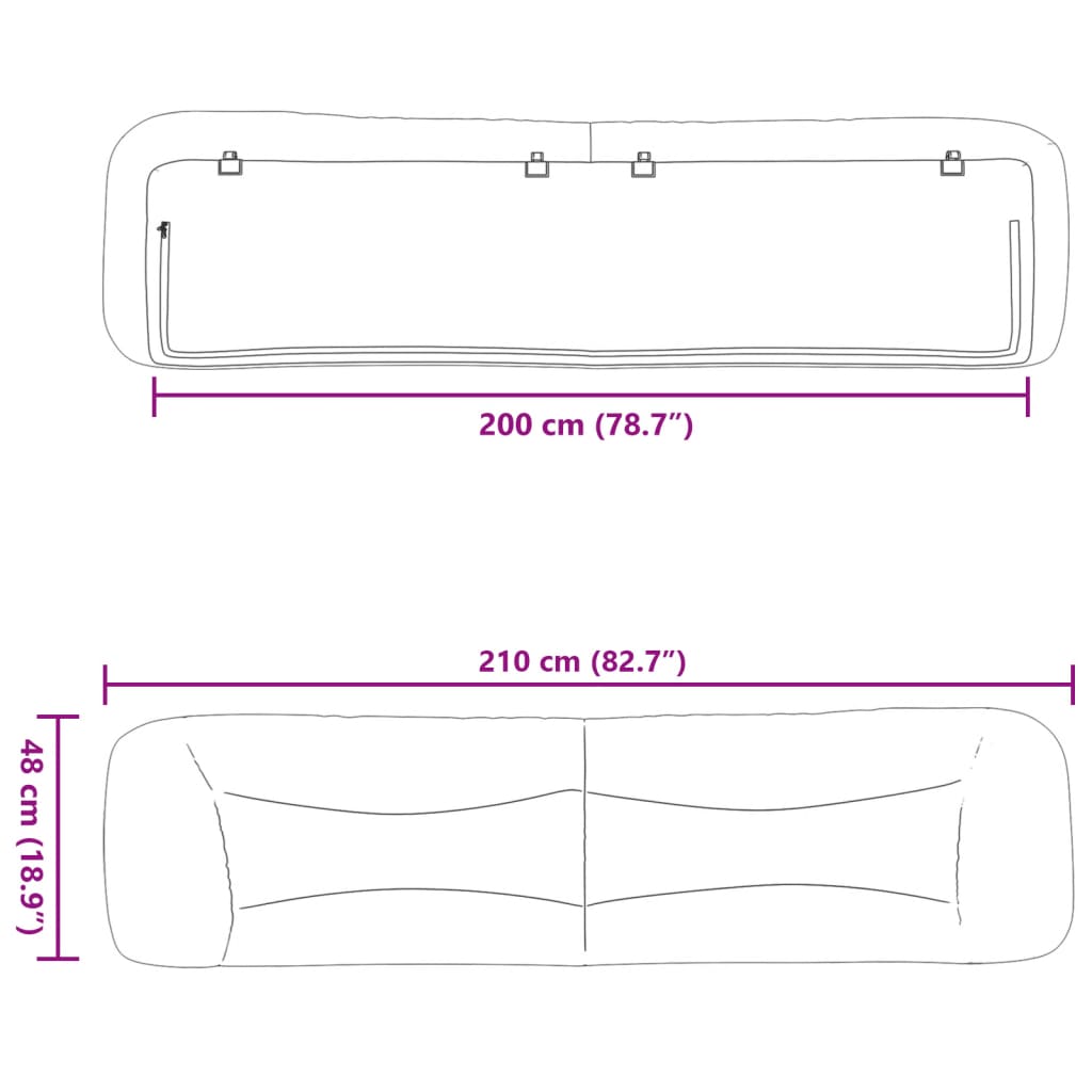 Hoofdbordkussen "Hvar" 200 cm stof crèmekleurig