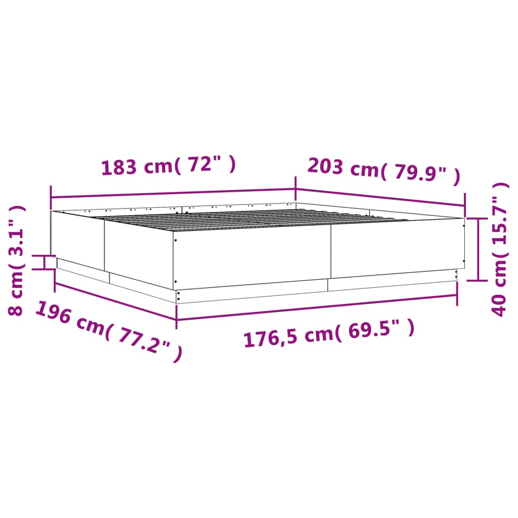 Bedframe bewerkt hout wit 180x200 cm