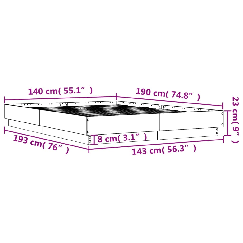 Bedframe bewerkt hout sonoma eikenkleurig 90x190 cm