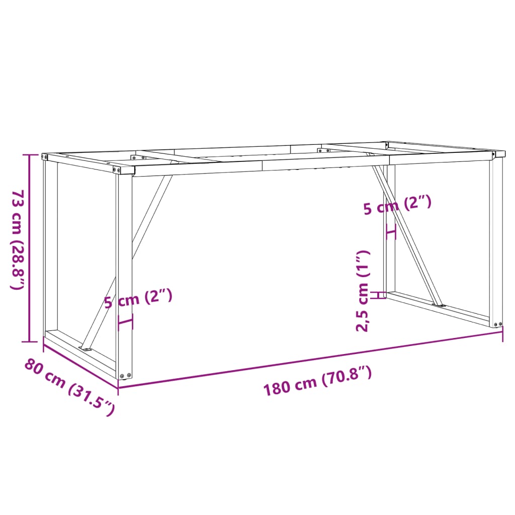 Eettafelpoten O-Frame 180X80X73 Cm Staal