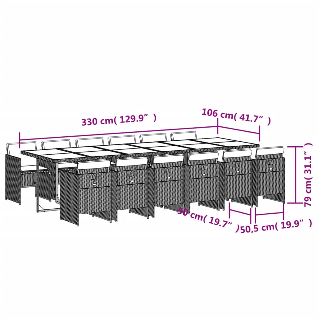 -Delige Tuinset Met Kussens Poly Rattan 13 Gemengd beige Glas