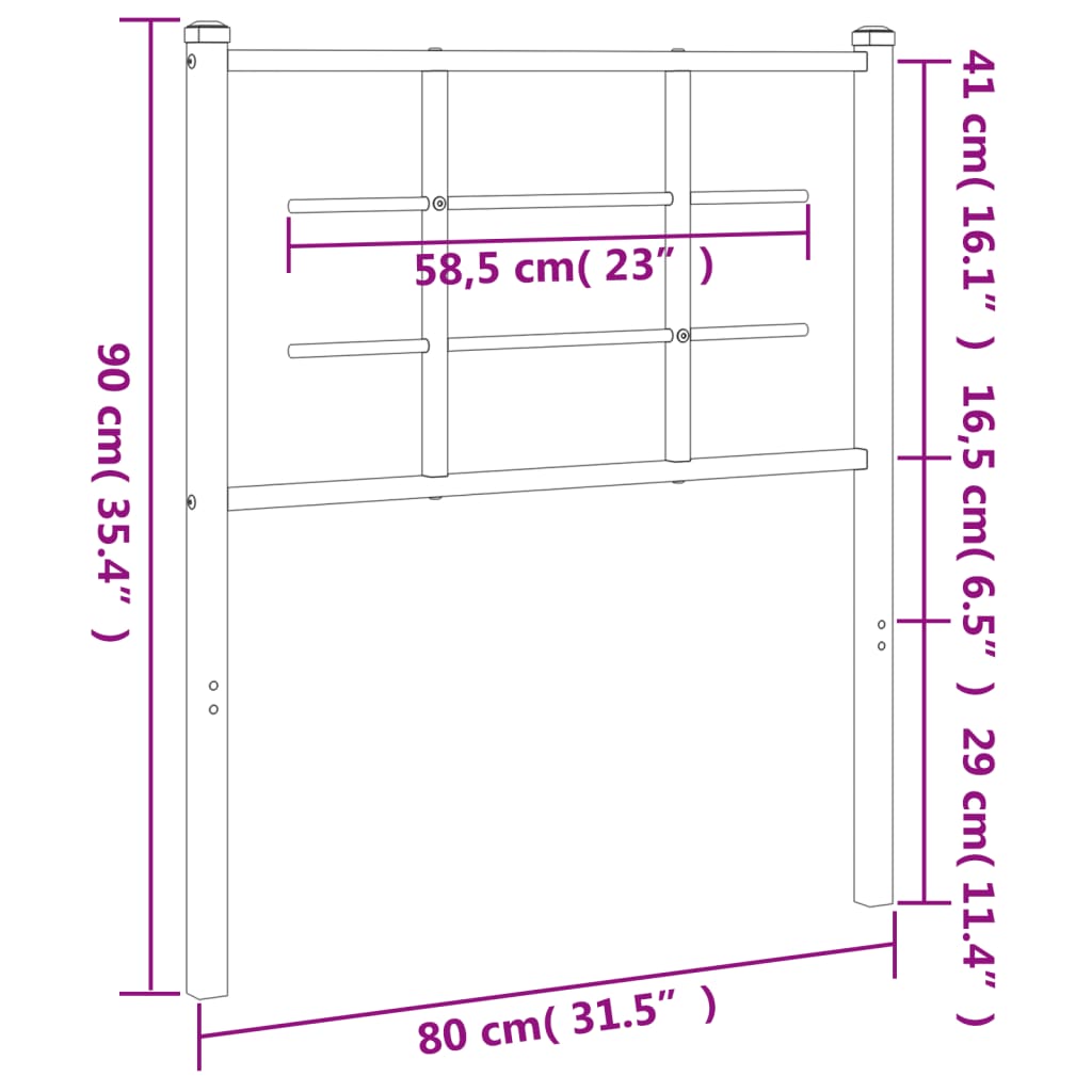 Hoofdbord 75 cm metaal zwart 75 cm Zwart