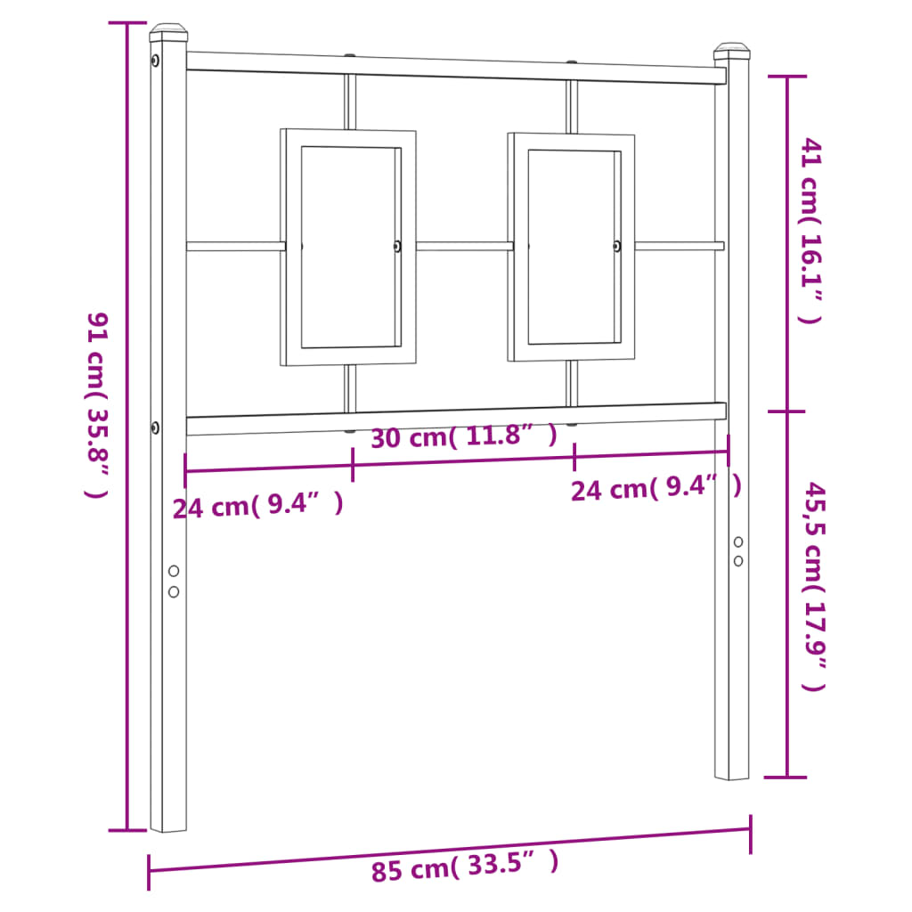 Hoofdbord Metaal Wit 80 cm
