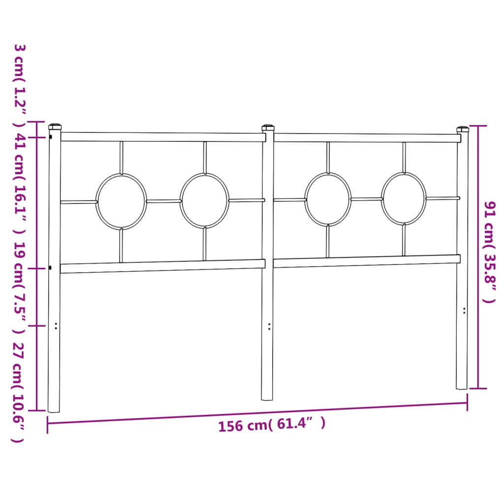 Hoofdbord 150 cm metaal zwart
