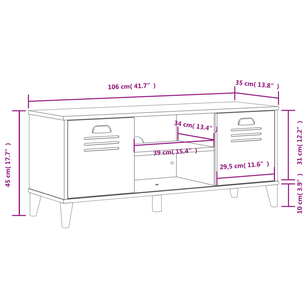 Schoenenbank Viken 106X35X45 Cm Massief Grenenhout Zwart