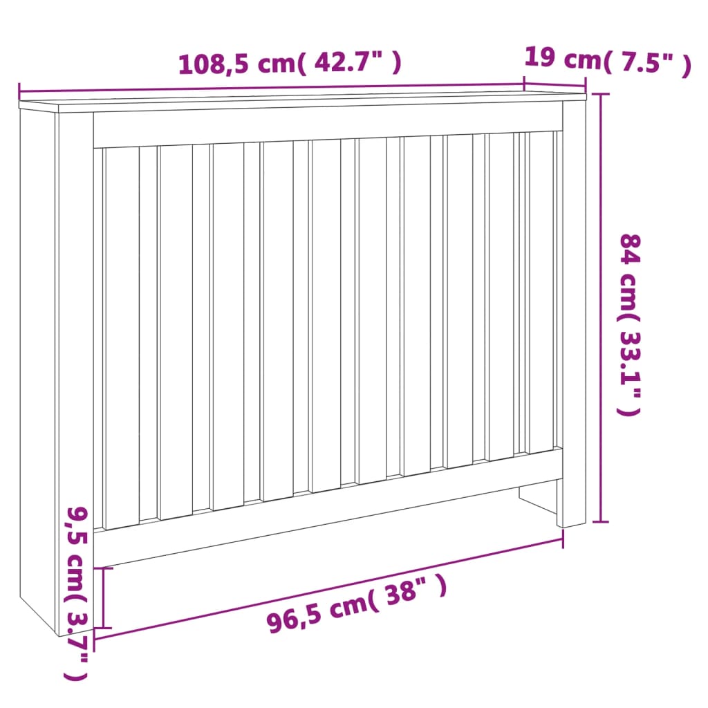 Radiatorombouw 108,5x19x84 cm massief grenenhout wasbruin