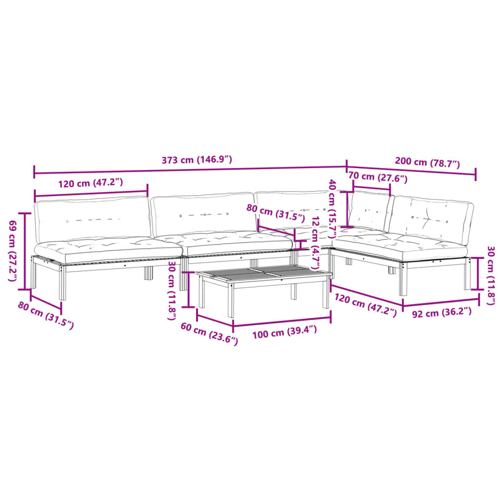 5-Delige Loungeset Pallet Met Kussens Massief Acaciahout Antraciet 1