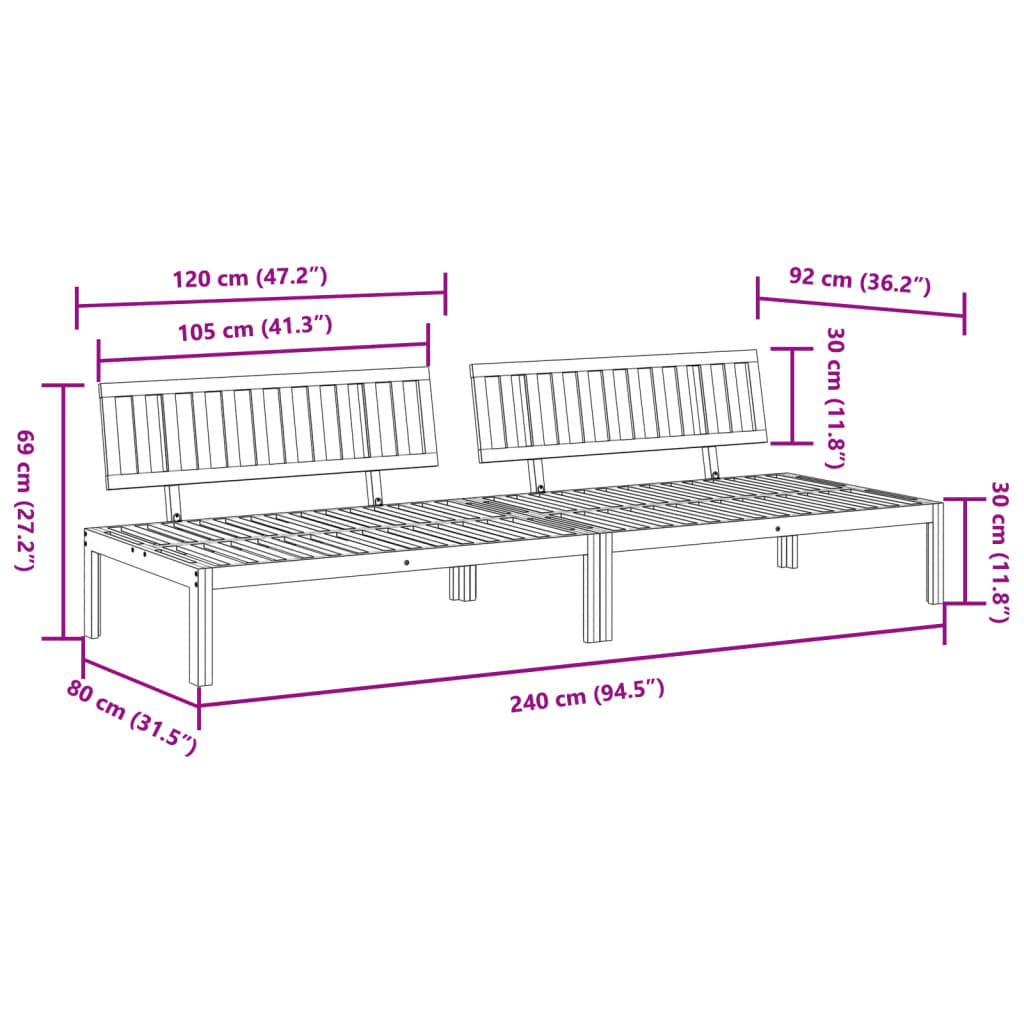 Tuinmiddenbanken 2 st pallet massief acaciahout
