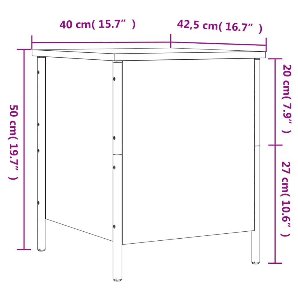 Opbergbankje 40X42,5X50 Cm Bewerkt Hout Bruineikenkleurig 40 x 42.5 x 50 cm bruin eikenkleur