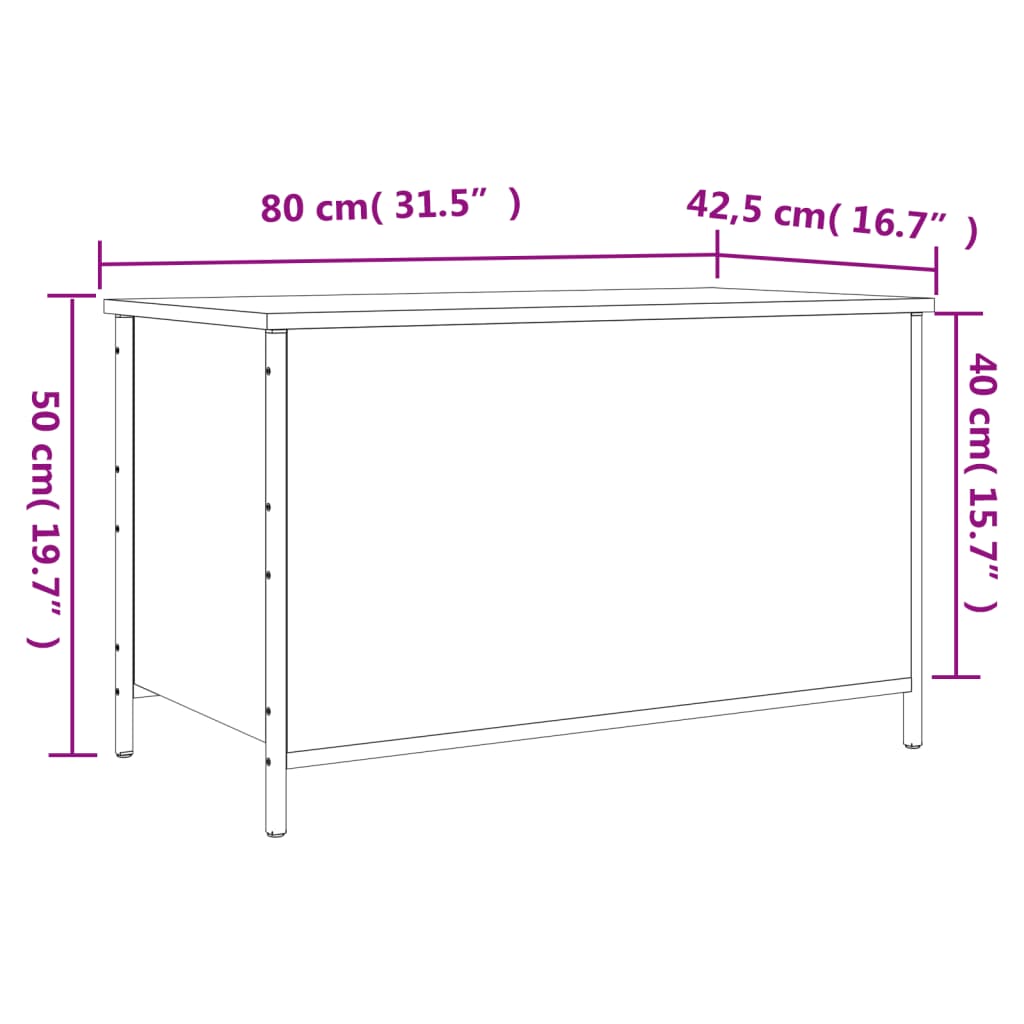 Opbergbankje 80X42,5X50 Cm Bewerkt Hout Kleurig 80 x 42.5 x 50 cm