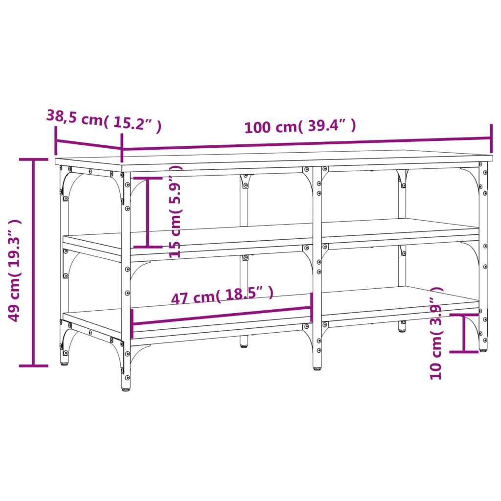 Schoenenbankje 100X38,5X49 Cm Bewerkt Hout Bruineikenkleurig 100 x 38.5 x 49 cm bruin eikenkleur